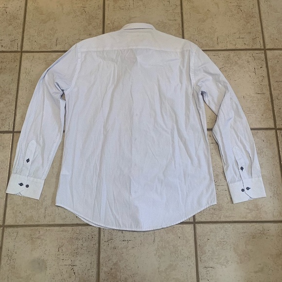 Lloyd & Jefferson London Men's White Blue Polka Dot Paisley Dress Shirt XL - Picture 5 of 6